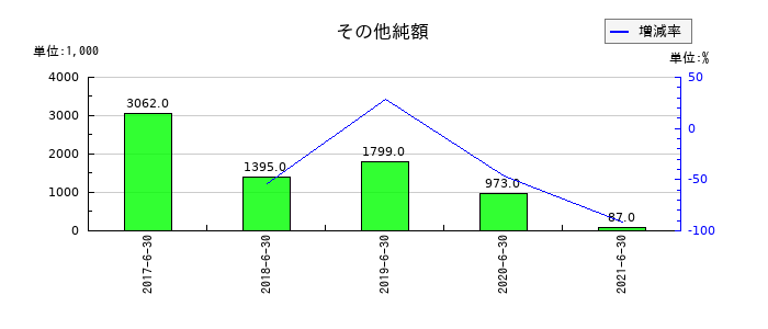 バリューデザインのその他純額の推移