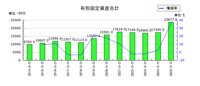 テイカの有形固定資産合計の推移