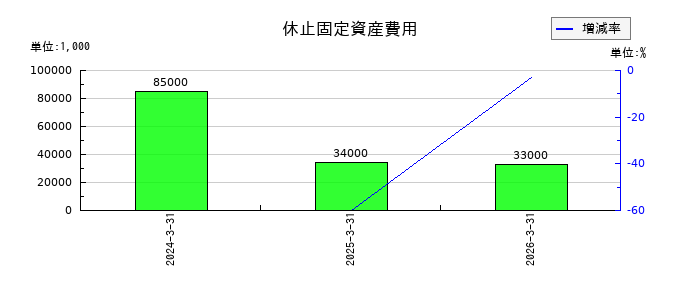 南海化学の休止固定資産費用の推移