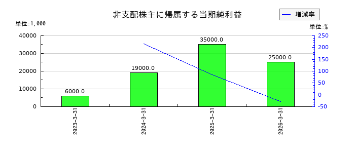 南海化学の非支配株主に帰属する当期純利益の推移