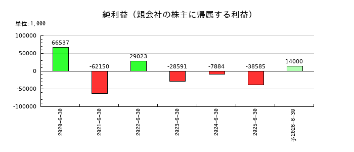 フィーチャの通期の純利益推移