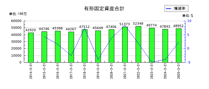 大日精化工業の有形固定資産合計の推移
