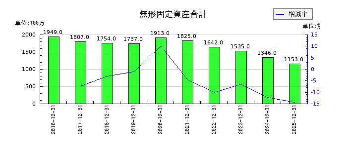 KHネオケムの無形固定資産合計の推移
