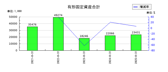 ワンダープラネットの有形固定資産合計の推移