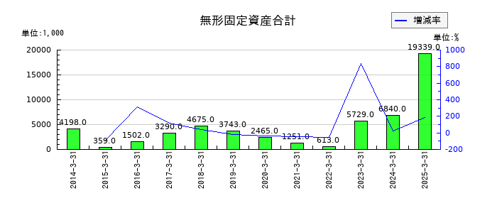 クラスターテクノロジーの無形固定資産合計の推移