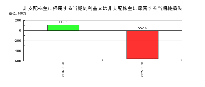 タカギセイコーの非支配株主に帰属する当期純利益又は非支配株主に帰属する当期純損失の推移