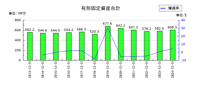 ソルクシーズの有形固定資産合計の推移