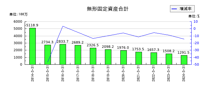 フェイスの無形固定資産合計の推移
