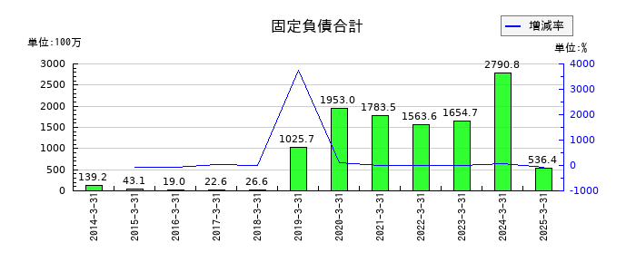 Eストアーの固定負債合計の推移