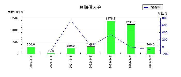 Eストアーの短期借入金の推移