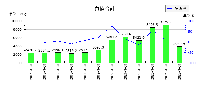 Eストアーの負債合計の推移