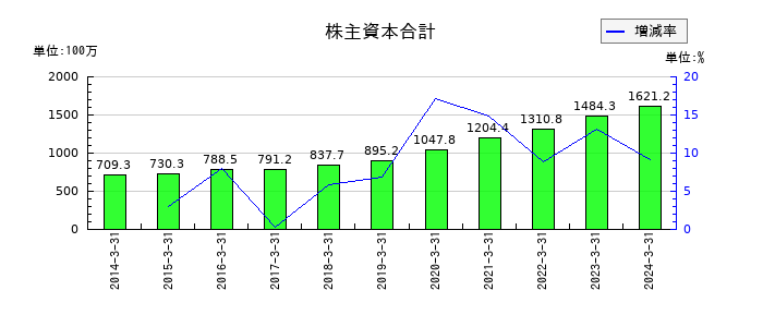 テスクの株主資本合計の推移