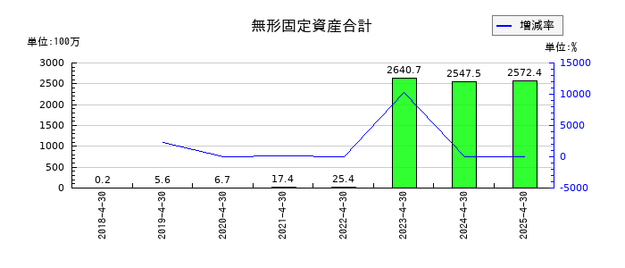 HEROZ（ヒーローズ）の無形固定資産合計の推移