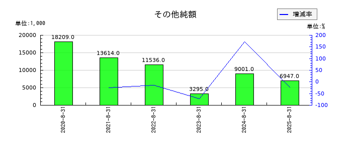 チームスピリットのその他純額の推移