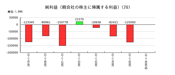 VALUENEX(バリューネックス)の第2四半期の純利益推移