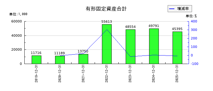 ウィルズの有形固定資産合計の推移