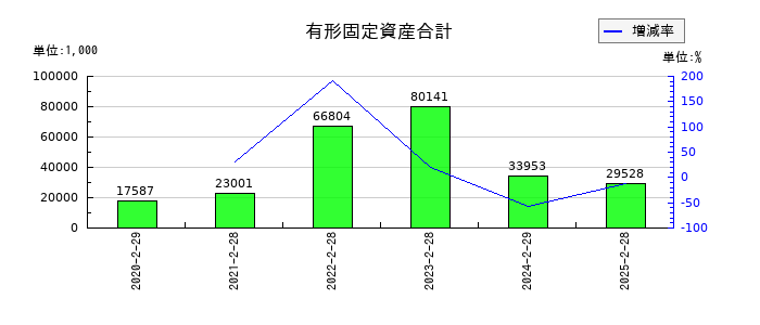 ビザスクの有形固定資産合計の推移