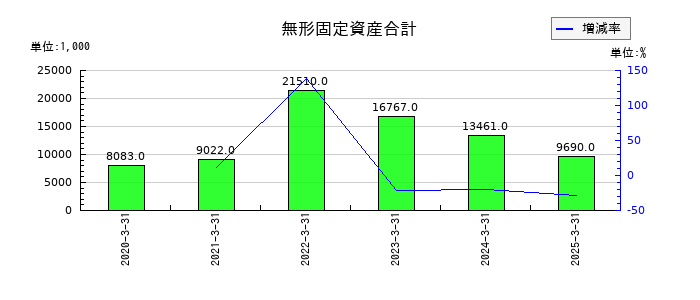 コンピューターマネージメントの無形固定資産合計の推移