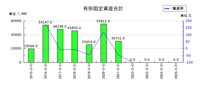 リボミックの有形固定資産合計の推移