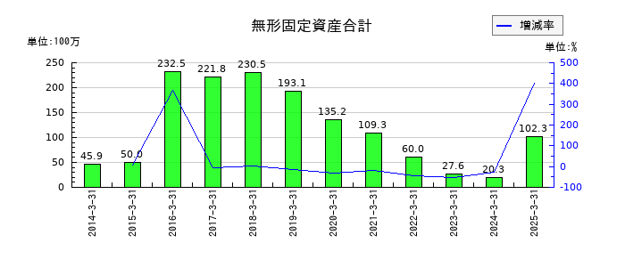 ＳＤエンターテイメントの無形固定資産合計の推移