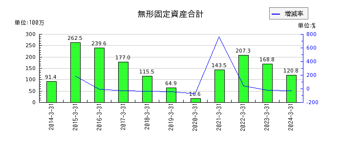 日本パレットプールの無形固定資産合計の推移