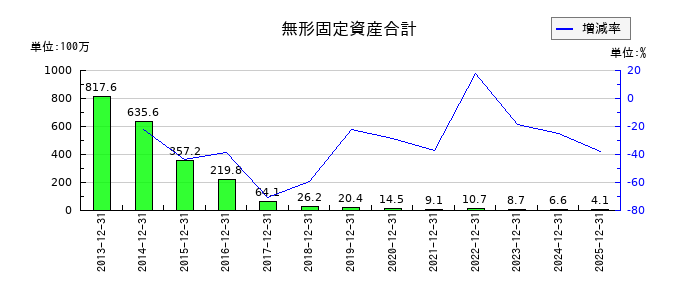 トライアイズの無形固定資産合計の推移