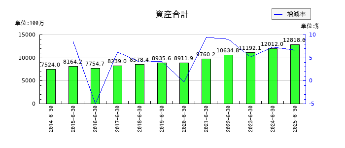 東洋ドライルーブの資産合計の推移