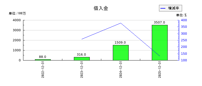 ＡｎｙＭｉｎｄ　Ｇｒｏｕｐ（エニーマインド）の借入金の推移