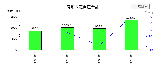 ノバシステムの有形固定資産合計の推移