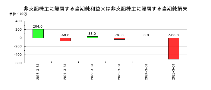 アジアパイルホールディングスの非支配株主に帰属する当期純利益又は非支配株主に帰属する当期純損失の推移