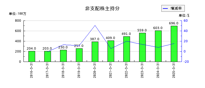 日本精線の非支配株主持分の推移