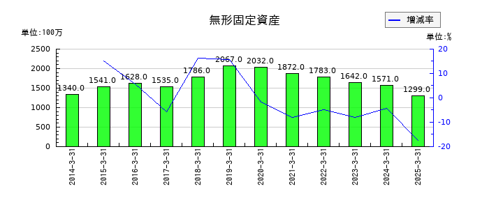 アーレスティの無形固定資産の推移