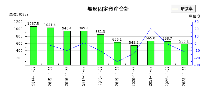 日本フイルコンの無形固定資産合計の推移