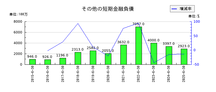 テクノプロ・ホールディングスのその他の短期金融負債の推移