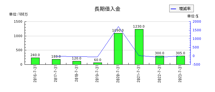 日本スキー場開発の長期借入金の推移