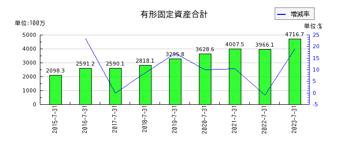 日本スキー場開発の有形固定資産合計の推移