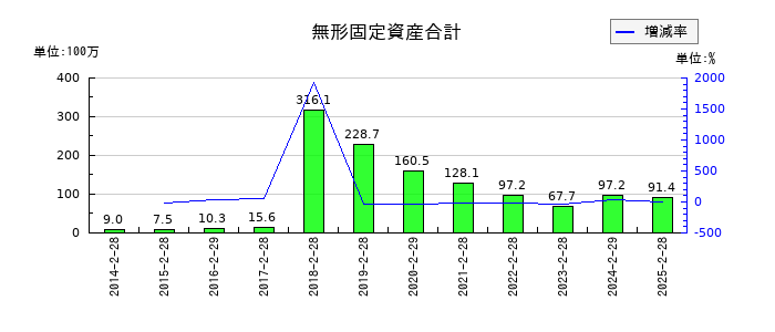 シンメンテホールディングスの無形固定資産合計の推移