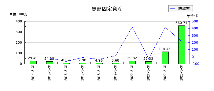 ＴＡＫＩＳＡＷＡの無形固定資産の推移