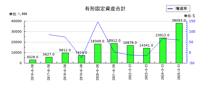 ホープの有形固定資産合計の推移