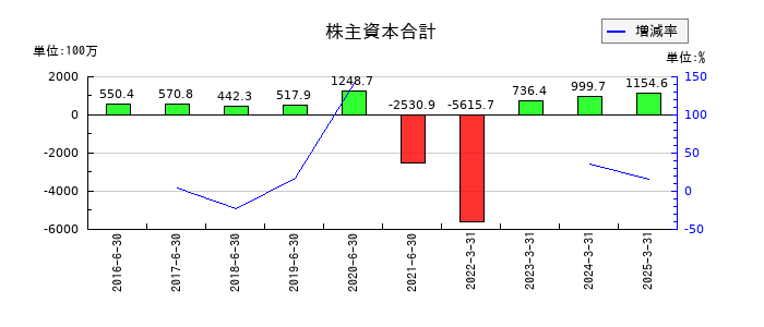 ホープの株主資本合計の推移