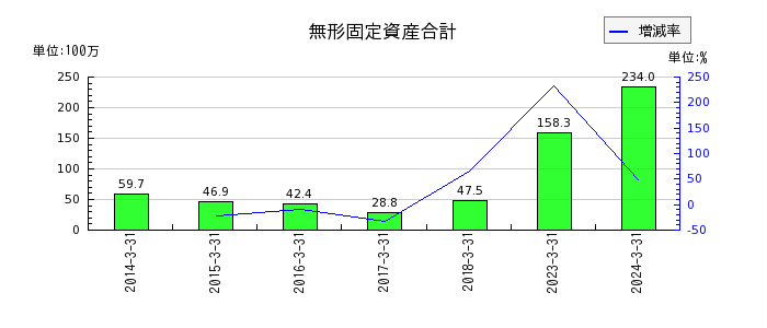 石川製作所の無形固定資産合計の推移