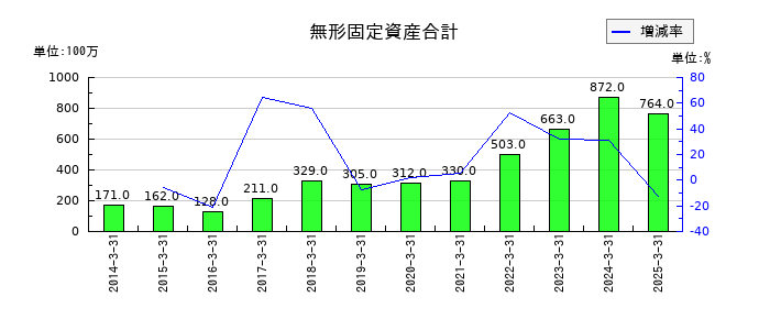 藤商事の無形固定資産合計の推移