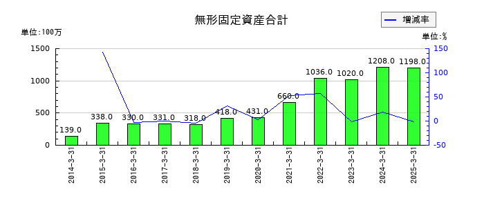 日工の無形固定資産合計の推移