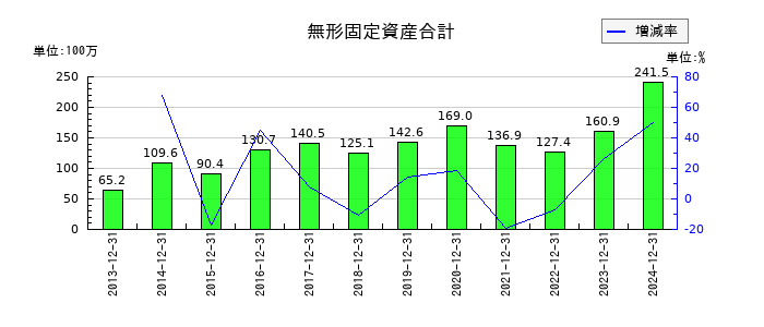 大和冷機工業の無形固定資産合計の推移