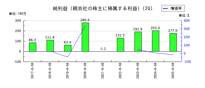 ディーエムソリューションズの第2四半期の純利益推移