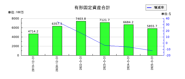 ＡＩＡＩグループの有形固定資産合計の推移