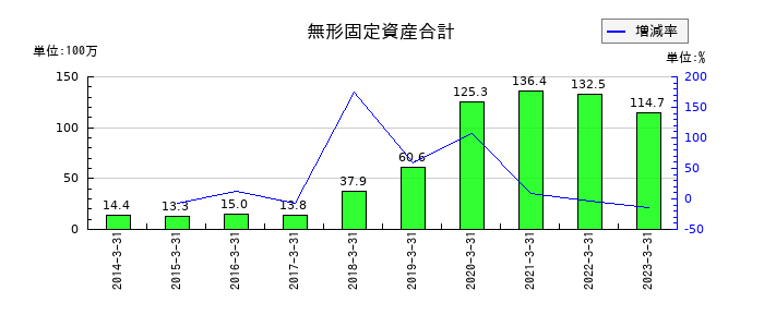 大泉製作所の無形固定資産合計の推移