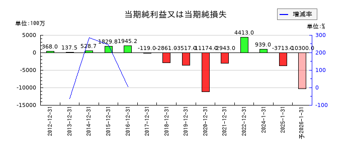 ダブル・スコープの通期の純利益推移