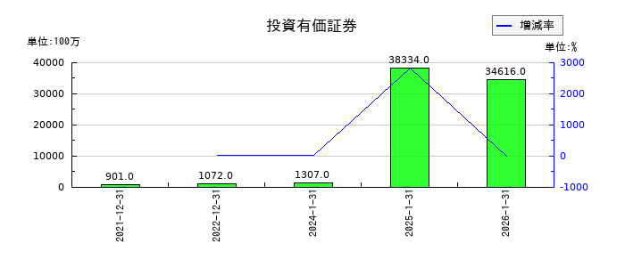 ダブル・スコープの投資有価証券の推移