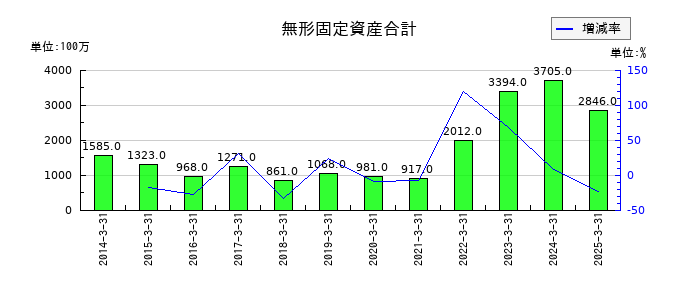 バッファローの無形固定資産合計の推移